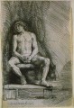 Étude de l’homme Nu assis devant un rideau SIL Rembrandt